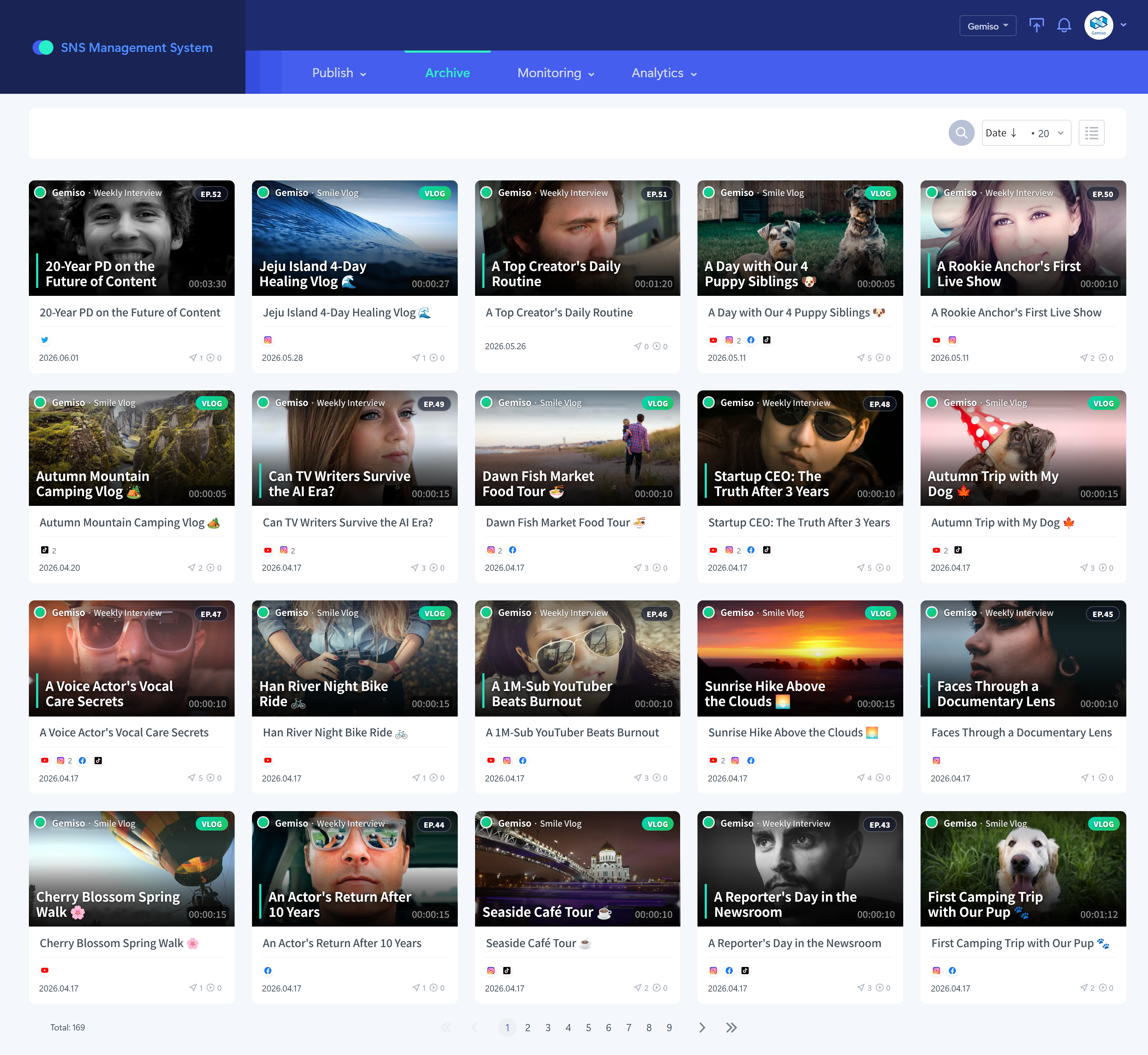 NEXUS Archive screenshot — Archive Management