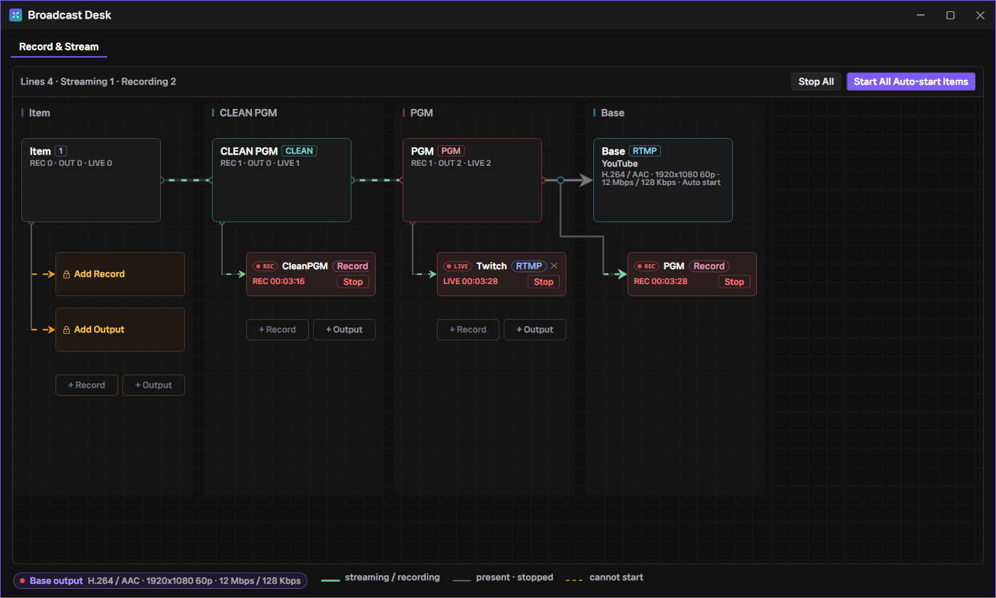 GEMISO LIVE STUDIO Record screenshot — Record in High Quality While You Broadcast (Professional Recording & Output)