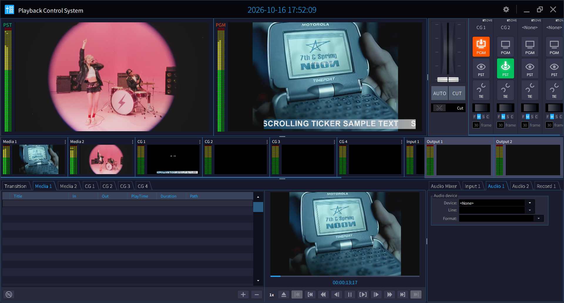 TALOS PCS screenshot — Playback Control (Playback Controller System)