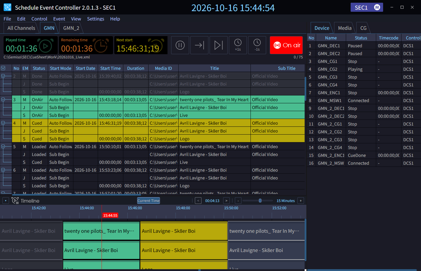 TALOS Automated Playout · APC (Automation Playout Controller) screenshot — Always-On Automated Playout